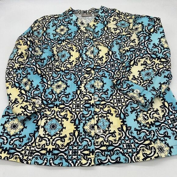 Chico's Jackets & Blazers - Chico's Blue/Yellow Metal Button Jacket XL